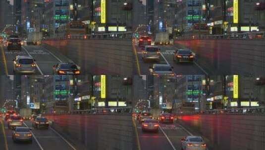 韩国的夜间交通高清在线视频素材下载