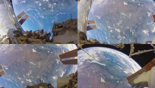 国际空间站外太空行走的图像高清在线视频素材下载