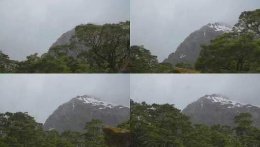 若隐若现的雪山景观高清在线视频素材下载