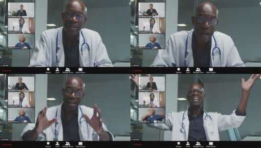 黑人医生在视频会议给出好消息高清在线视频素材下载