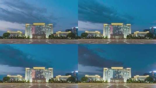 4K宁夏银川市人民政府夜景延时摄影高清在线视频素材下载