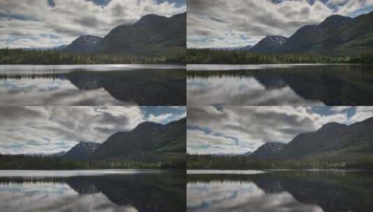 延时拍摄罗弗敦湖上空移动的云层高清在线视频素材下载