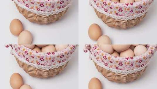 一篮子新鲜土鸡蛋高清在线视频素材下载
