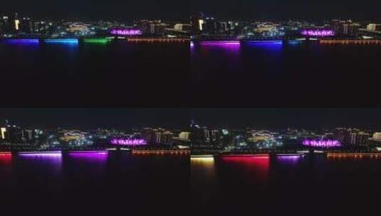 浙江杭州钱江新城城市阳台夜景航拍高清在线视频素材下载