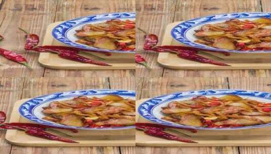 家常菜小炒萝卜干腊肉4k实拍视频高清在线视频素材下载