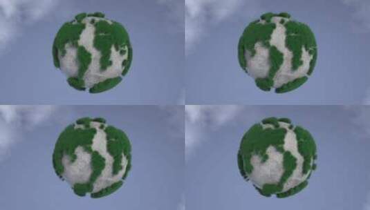 3D渲染抽象太空中的绿色星球地球动画高清在线视频素材下载