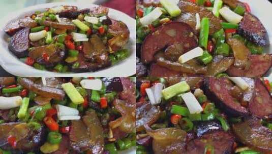 中式菜肴美食血肠高清在线视频素材下载