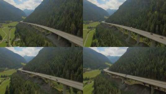 沿山脊的公路桥鸟瞰高清在线视频素材下载