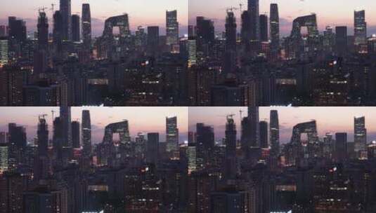 北京四环俯瞰日落城市空镜高清在线视频素材下载