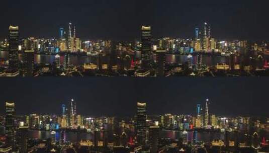 上海外滩黄浦区黄浦江东方明珠夜全景夜景4K高清在线视频素材下载