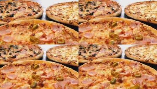 三种不同类型的披萨高清在线视频素材下载