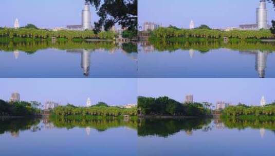 广州流花湖公园绿树自然全景风光高清在线视频素材下载