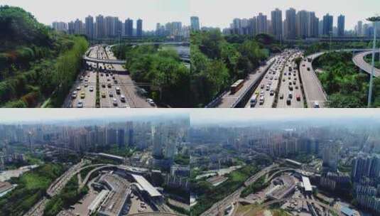 重庆市南岸区南坪四公里航拍堵车高清在线视频素材下载