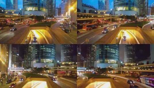 香港晚上车流延时高清在线视频素材下载