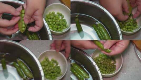 剥豌豆剥青豆处理豆子高清在线视频素材下载