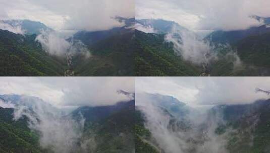 大山山脉山涧云雾蒸气前进高清在线视频素材下载