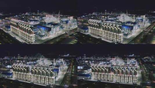 宁波石油化工企业炼油厂夜晚4k航拍高清在线视频素材下载