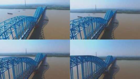 南京大胜关大桥高铁铁路航拍高清在线视频素材下载