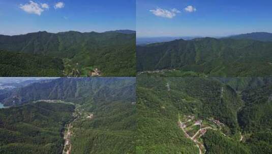 浏阳大围山峡谷深处的村庄村落航拍yz高清在线视频素材下载