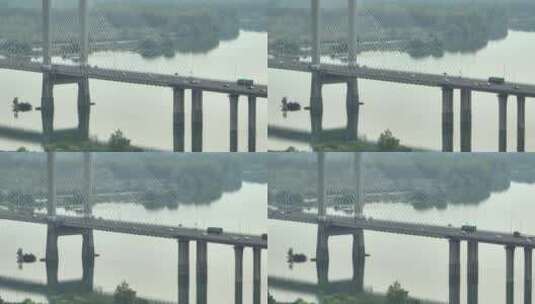 长焦拍摄宏伟的襄阳大桥高清在线视频素材下载