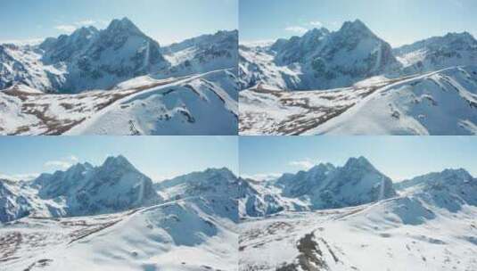 航拍巍峨的雪山4K高清在线视频素材下载