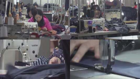 服装厂制衣厂女工缝制衣服高清在线视频素材下载