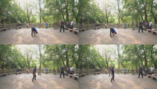 杭州西湖宝石山上休闲健身的老人们高清在线视频素材下载