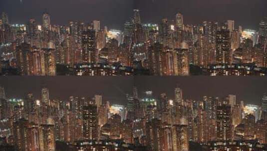香港半山密集居民楼夜景延时高清在线视频素材下载