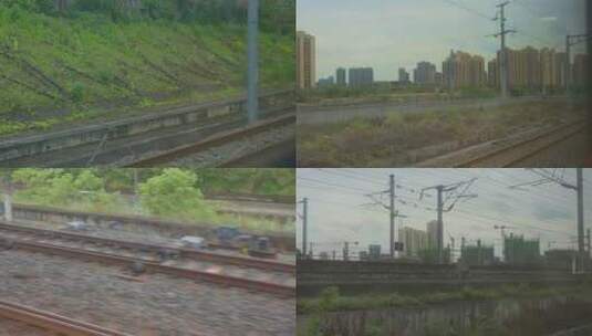 铁路火车窗外风景高清在线视频素材下载