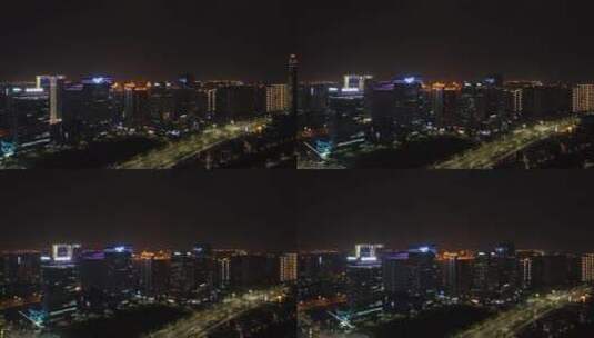 泉州市区江滨夜景航拍高清在线视频素材下载