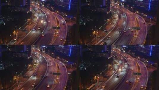 上海 延安高架 夜景 城市 车流高清在线视频素材下载