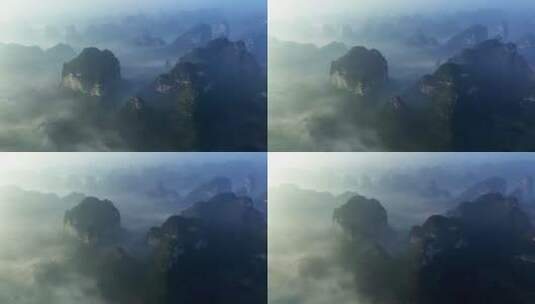 广西崇左喀斯特山脉云海日出航拍高清在线视频素材下载