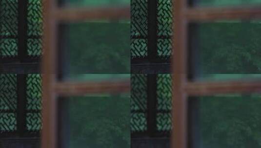江南园林春天下雨漏窗唯美空镜高清在线视频素材下载
