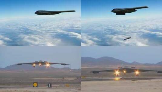 b2 战略轰炸机起飞 发射导弹高清在线视频素材下载