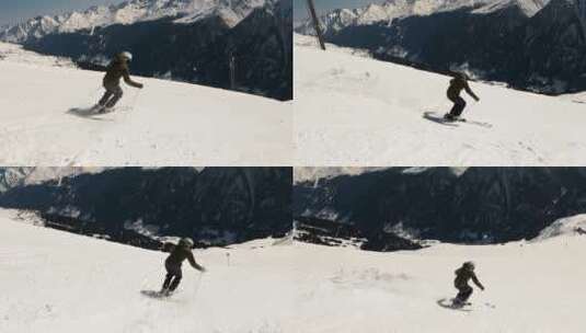 滑雪高山滑雪速降滑雪高清在线视频素材下载