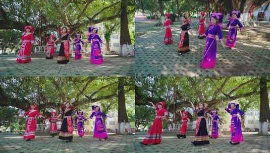 少数民族壮族女孩在跳舞高清在线视频素材下载