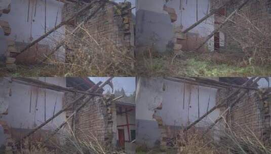 垮塌的危房老屋建筑高清在线视频素材下载