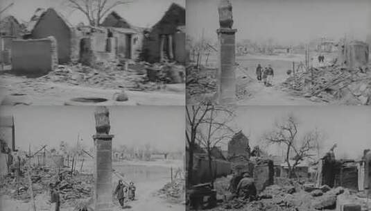 抗战时期被毁的村庄高清在线视频素材下载