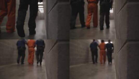 国外囚犯被看守带到牢房高清在线视频素材下载