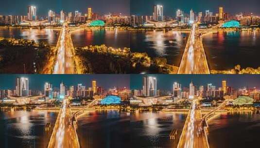 中国辽宁沈阳城市夜景航拍延时高清在线视频素材下载