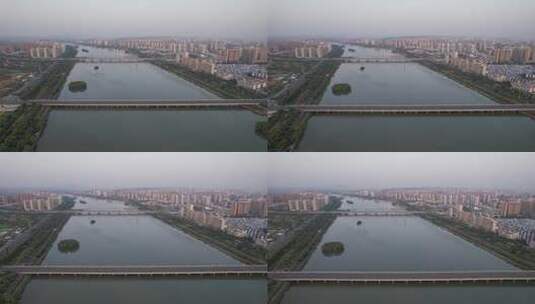 河南洛阳洛河桥梁交通航拍高清在线视频素材下载
