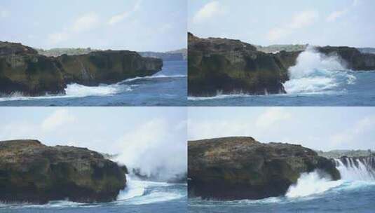 巨浪袭击巴厘岛海岸线高清在线视频素材下载