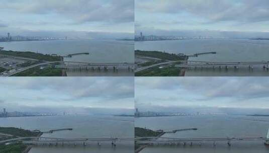 深圳南山区深圳湾大桥航拍高清在线视频素材下载