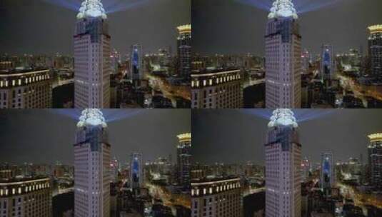 航拍上海·外滩灯光秀·空镜头4K高清在线视频素材下载