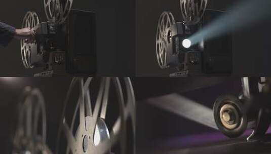 16毫米实物拍摄老式胶片放映机 放映员高清在线视频素材下载