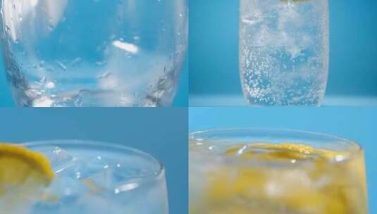 柠檬气泡水 夏日冰镇饮料冰爽柠檬饮料高清在线视频素材下载