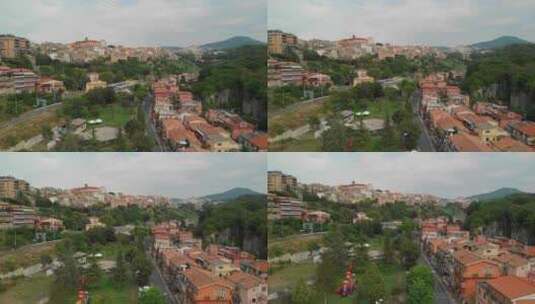 无人机降落在意大利罗马省的一个偏远小镇马里诺上空高清在线视频素材下载