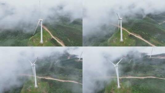 云海和风力发电设施高清在线视频素材下载