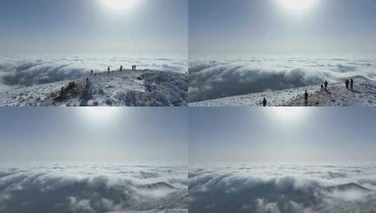 秦岭东梁冰雪世界绝美云海高清在线视频素材下载