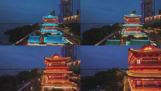 九江市浔阳楼傍晚特写航拍高清在线视频素材下载